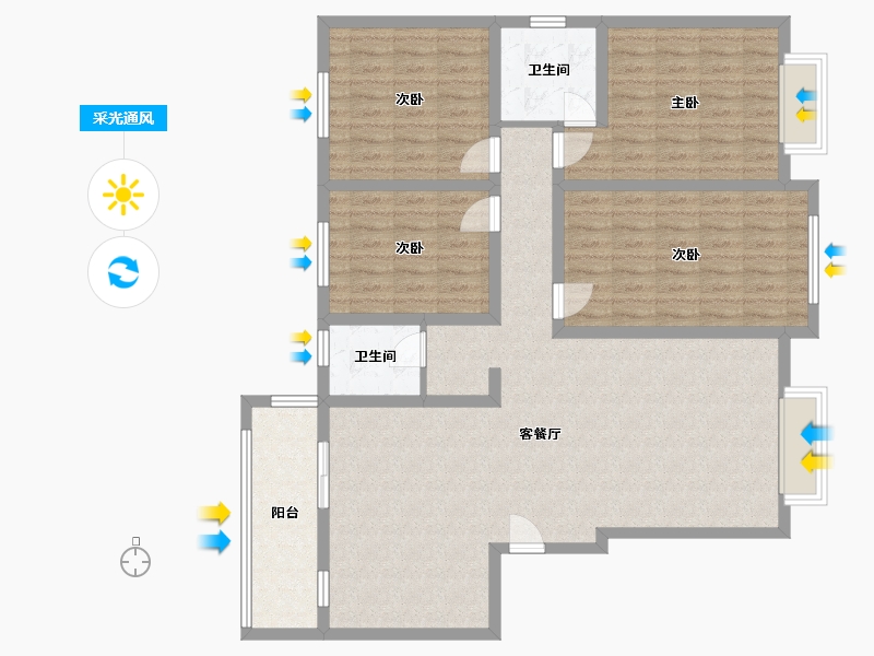 河南省-安阳市-华富世家-126.00-户型库-采光通风