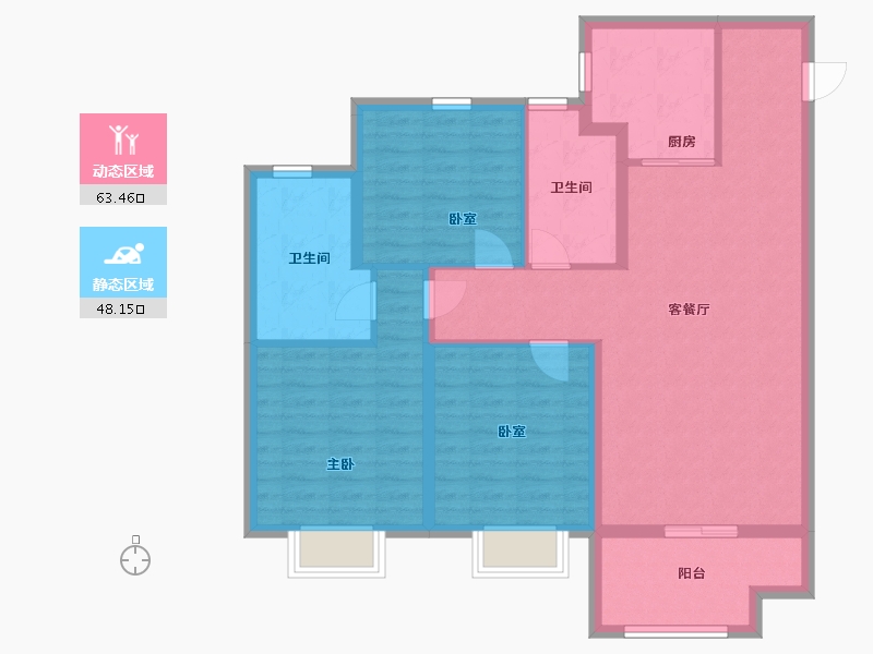 天津-天津市-复地壹号湾-96.00-户型库-动静分区