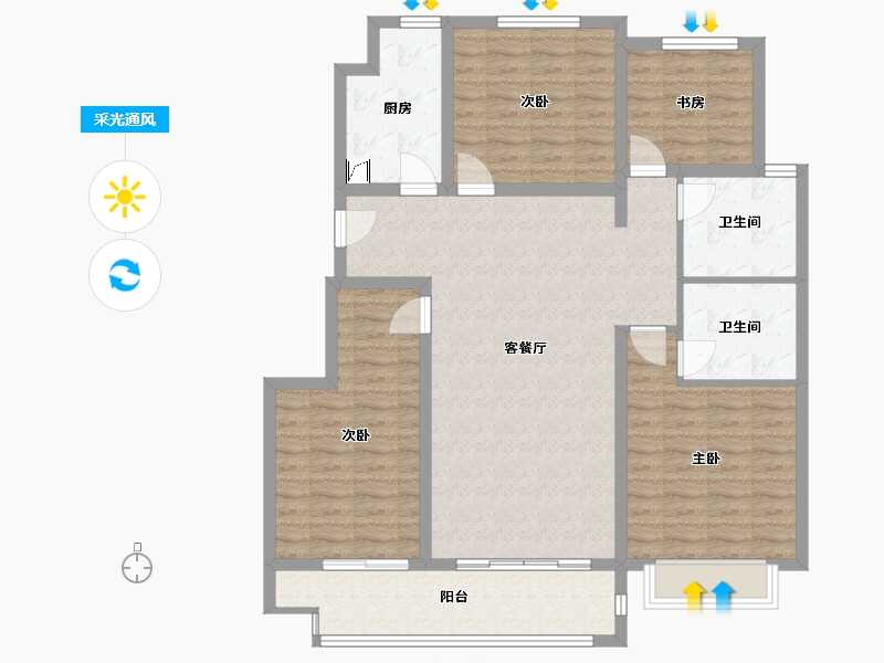 江苏省-镇江市-中昂璟院-116.00-户型库-采光通风