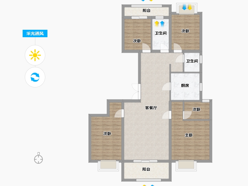 云南省-昆明市-景睿小区-128.00-户型库-采光通风