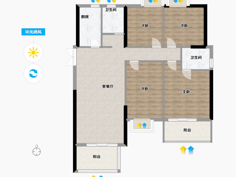 福建省-宁德市-武夷天悦儒郡-103.00-户型库-采光通风