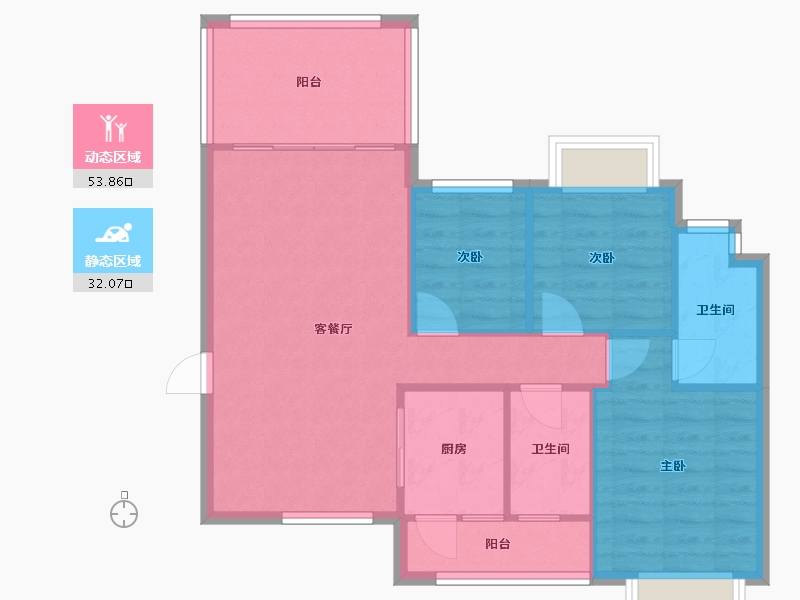 广东省-惠州市-中洲河谷花园-90.00-户型库-动静分区