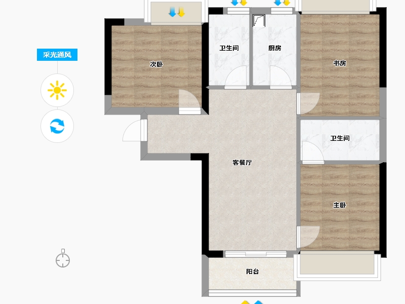 广东省-深圳市-珑城原点-74.00-户型库-采光通风