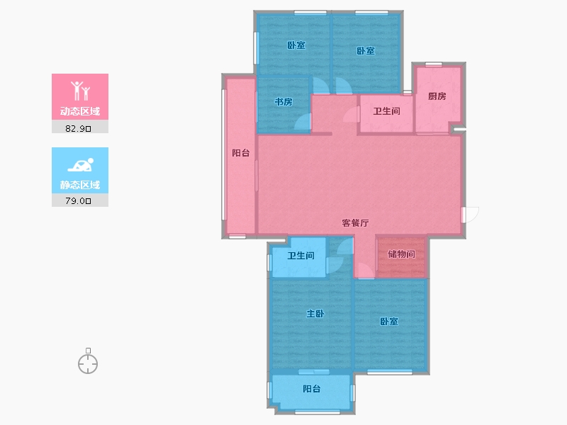 浙江省-温州市-江湾锦苑-155.00-户型库-动静分区