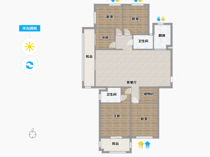 浙江省-温州市-江湾锦苑-155.00-户型库-采光通风