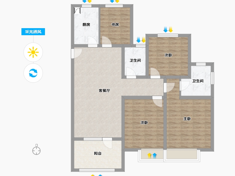 安徽省-马鞍山市-大溪地伊顿庄园-103.00-户型库-采光通风