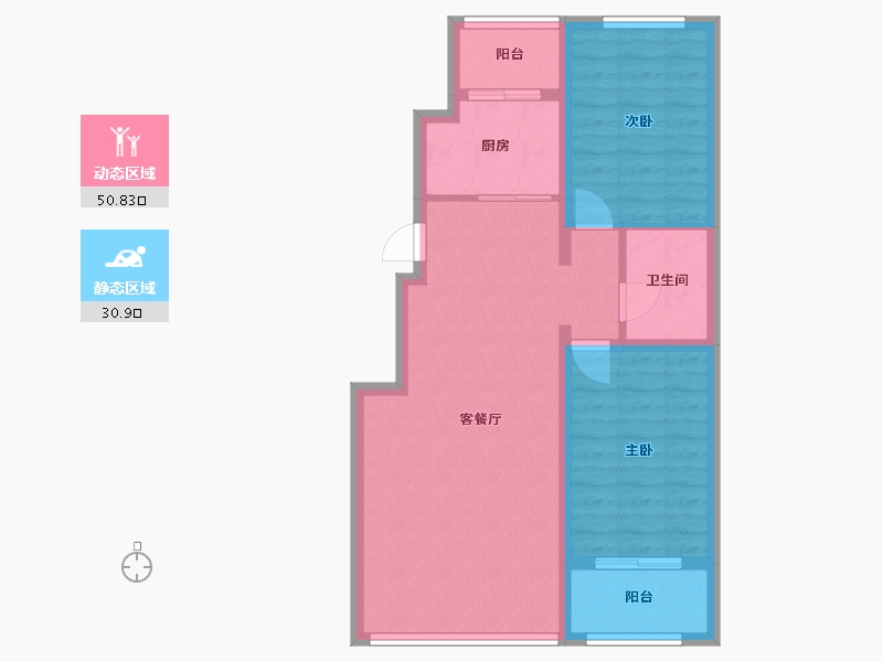 北京-北京市-幸福艺居二期-83.00-户型库-动静分区