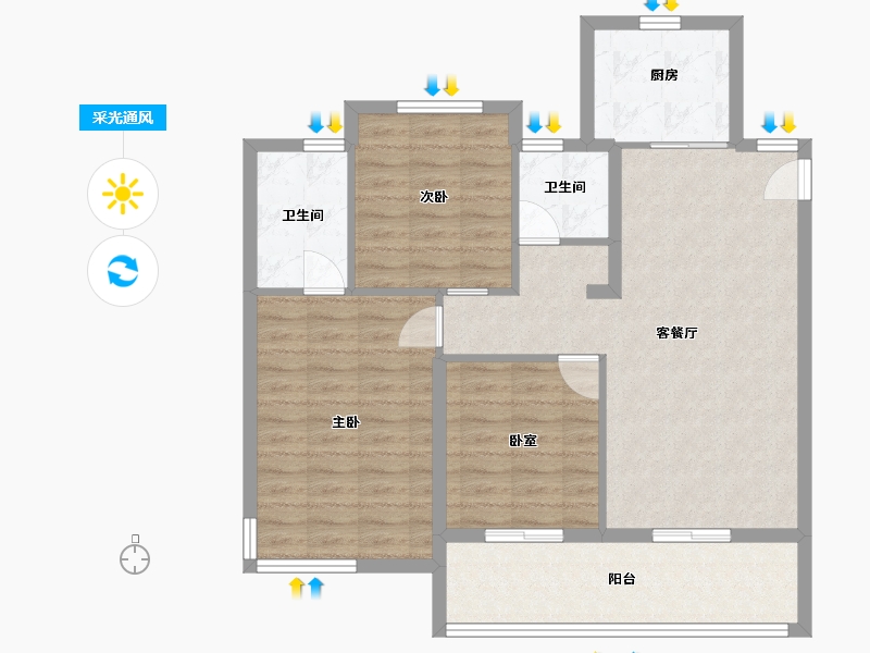 福建省-宁德市-中建平安里-90.00-户型库-采光通风