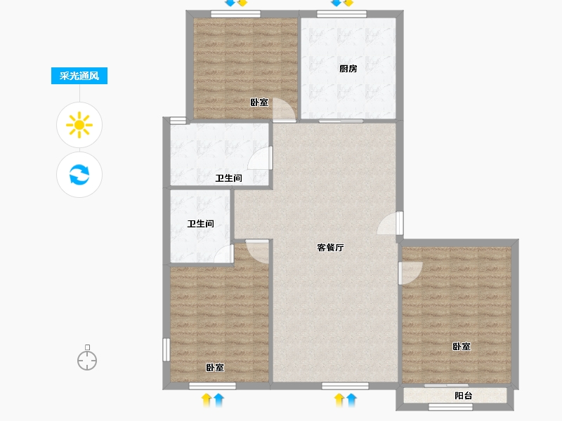 河北省-保定市-直隶新城-115.00-户型库-采光通风