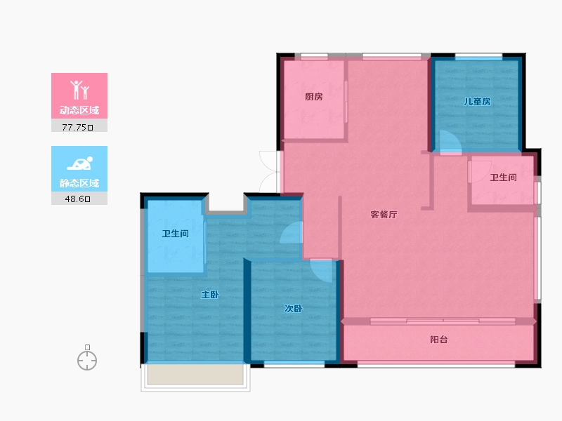 山东省-临沂市-蓝城桂语江南-128.00-户型库-动静分区