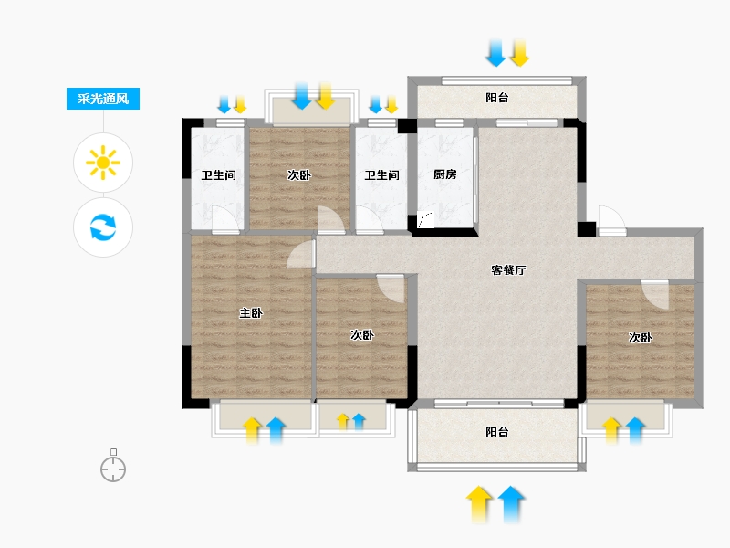 江西省-赣州市-碧桂园-111.00-户型库-采光通风