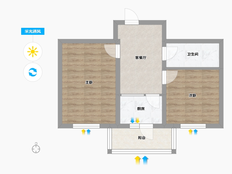 北京-北京市-义和庄北里-59.00-户型库-采光通风