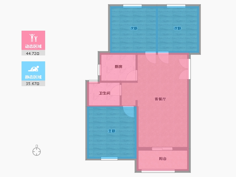 浙江省-宁波市-悦众家园-73.00-户型库-动静分区