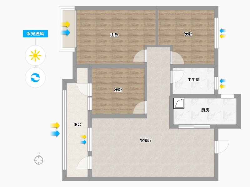 山东省-潍坊市-金大地·天泰城-85.00-户型库-采光通风