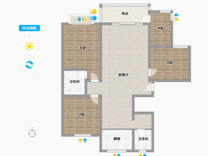 河南省-安阳市-安居苑 B区-130.00-户型库-采光通风