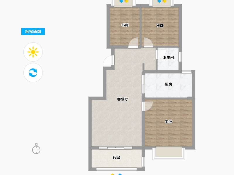 江苏省-南通市-橙园-76.00-户型库-采光通风