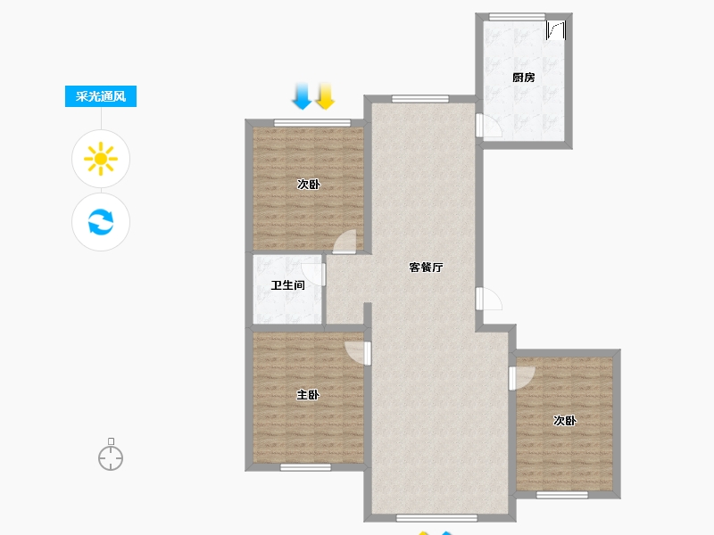 黑龙江省-绥化市-诚园二期-123.00-户型库-采光通风