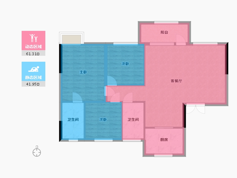 辽宁省-丹东市-凯旋世家-100.00-户型库-动静分区