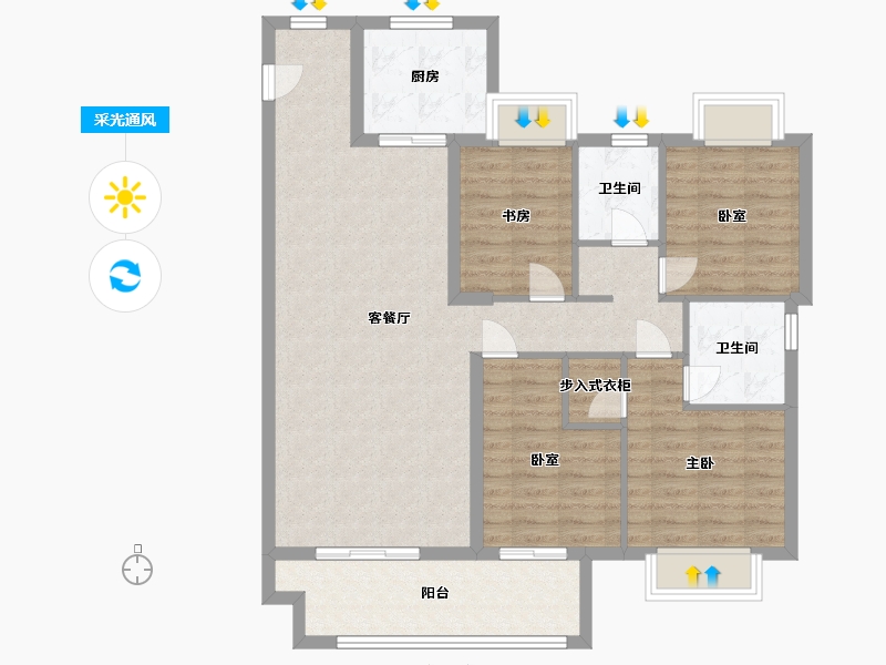 福建省-龙岩市-融创玖峯台-104.00-户型库-采光通风