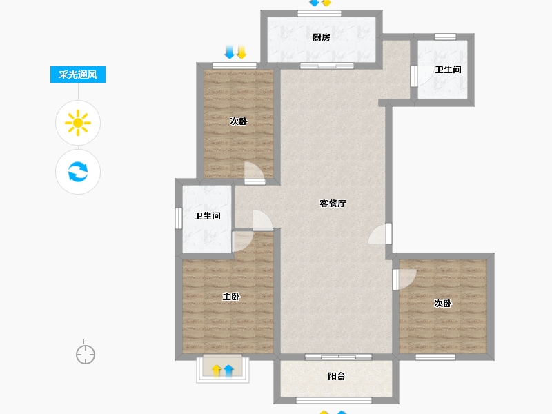 山东省-济宁市-金水畔佳苑-108.00-户型库-采光通风