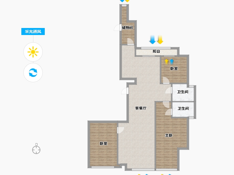 山东省-烟台市-启迪慧苑-122.00-户型库-采光通风