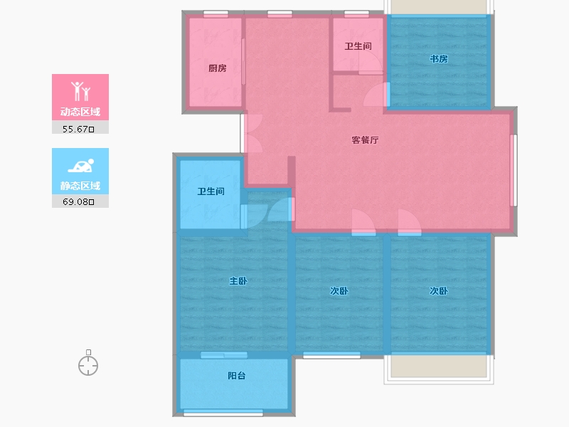 江苏省-宿迁市-泗洪景粼别院-111.66-户型库-动静分区