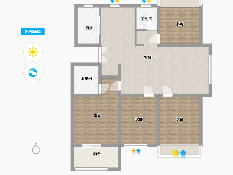 江苏省-宿迁市-泗洪景粼别院-111.66-户型库-采光通风