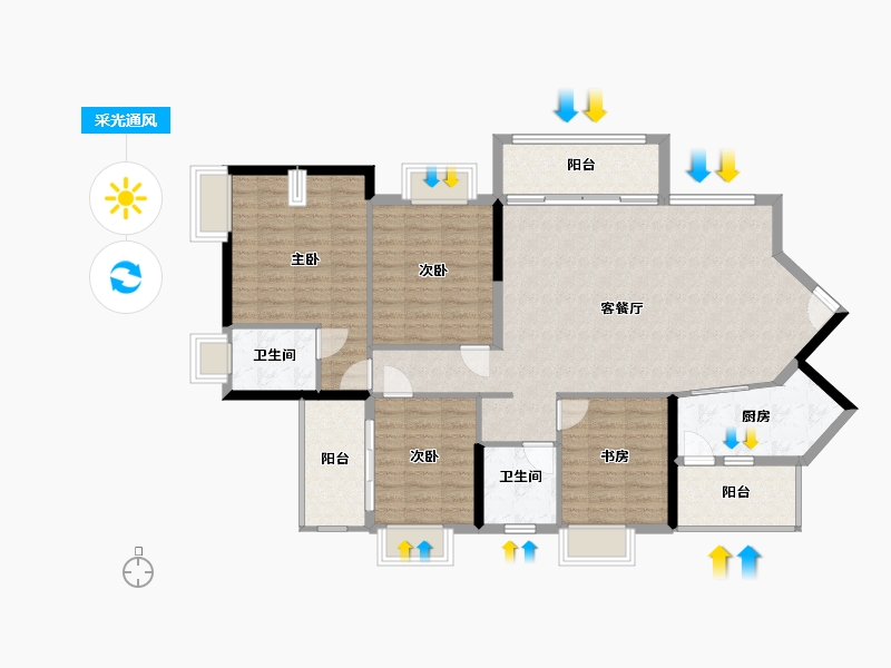 广西壮族自治区-柳州市-三江侗乡绿岸-125.00-户型库-采光通风