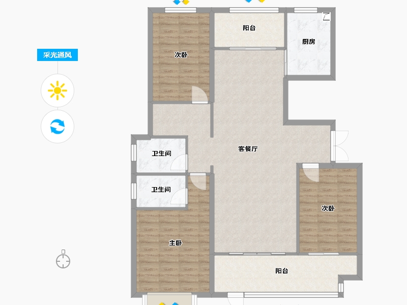 山东省-临沂市-水榭丽都-133.00-户型库-采光通风