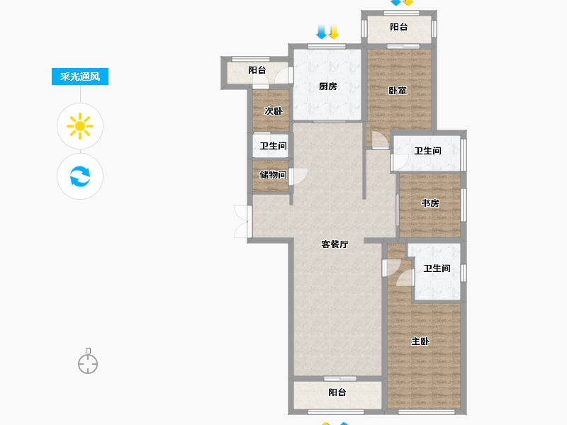 上海-上海市-百汇园三期180-144.00-户型库-采光通风