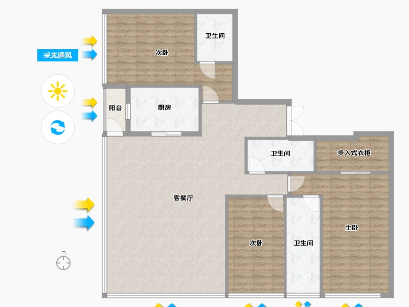 广东省-深圳市-京基御岭公馆1栋03户型-170.00-户型库-采光通风