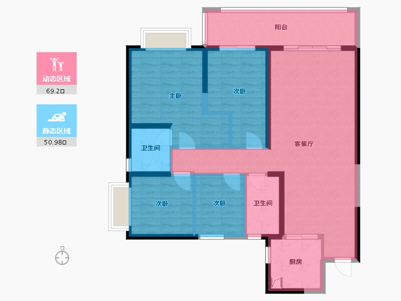 云南省-昆明市-碧桂园北城映像-116.00-户型库-动静分区