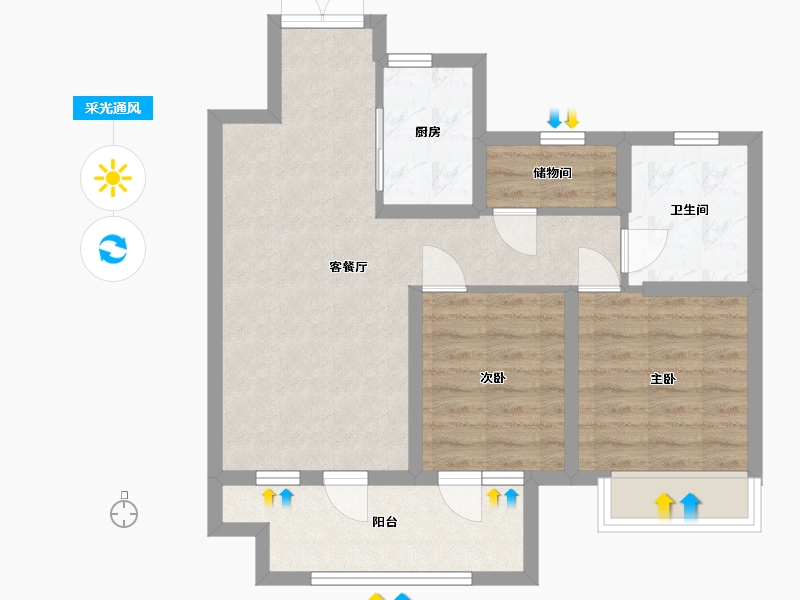 宁夏回族自治区-银川市-吾悦和府-80.00-户型库-采光通风