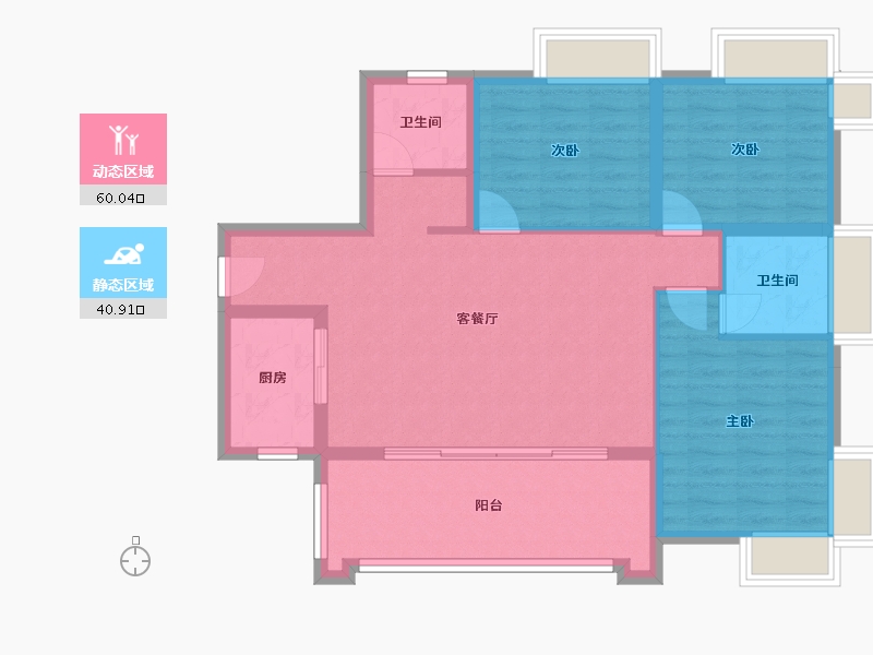 四川省-绵阳市-台北公馆B区-94.00-户型库-动静分区