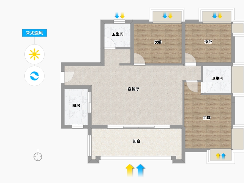 四川省-绵阳市-台北公馆B区-94.00-户型库-采光通风