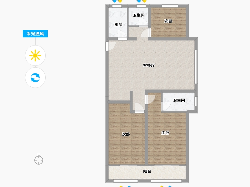 山东省-菏泽市-华夏幸福城-101.00-户型库-采光通风