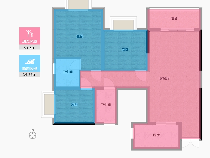 四川省-泸州市-府河新城-84.10-户型库-动静分区