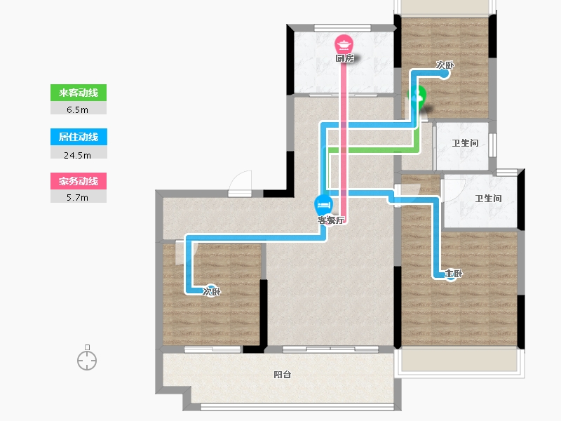 河南省-南阳市-碧桂园·翘楚台-106.00-户型库-动静线