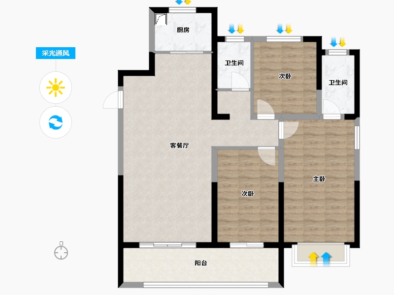 山东省-泰安市-融城青云小镇2期-127.00-户型库-采光通风