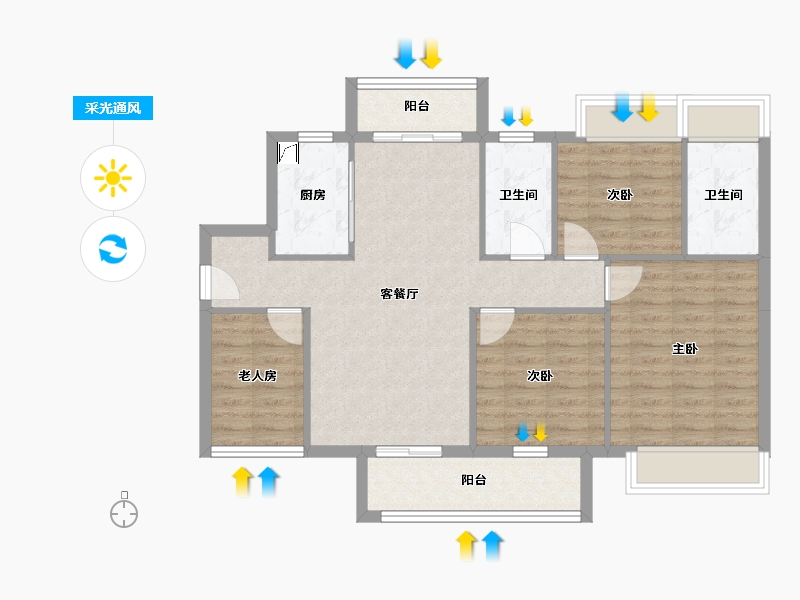 广东省-佛山市-集美江湾8座123-125.00-户型库-采光通风