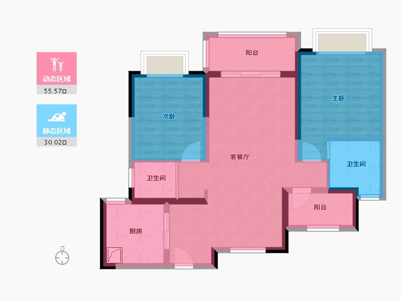 浙江省-宁波市-TOD宝龙奉甬新城-75.60-户型库-动静分区