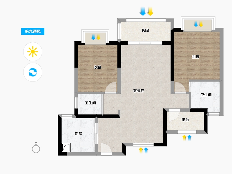 浙江省-宁波市-TOD宝龙奉甬新城-75.60-户型库-采光通风