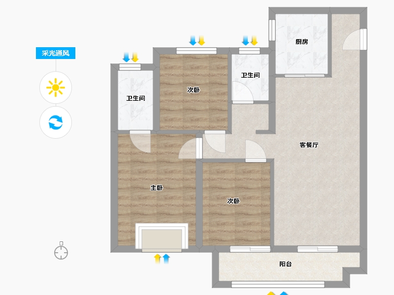 陕西省-安康市-陕建文澜公馆-99.00-户型库-采光通风