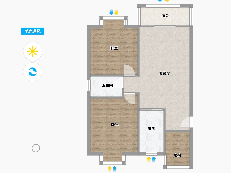 湖南省-长沙市-曙光领峰-72.00-户型库-采光通风