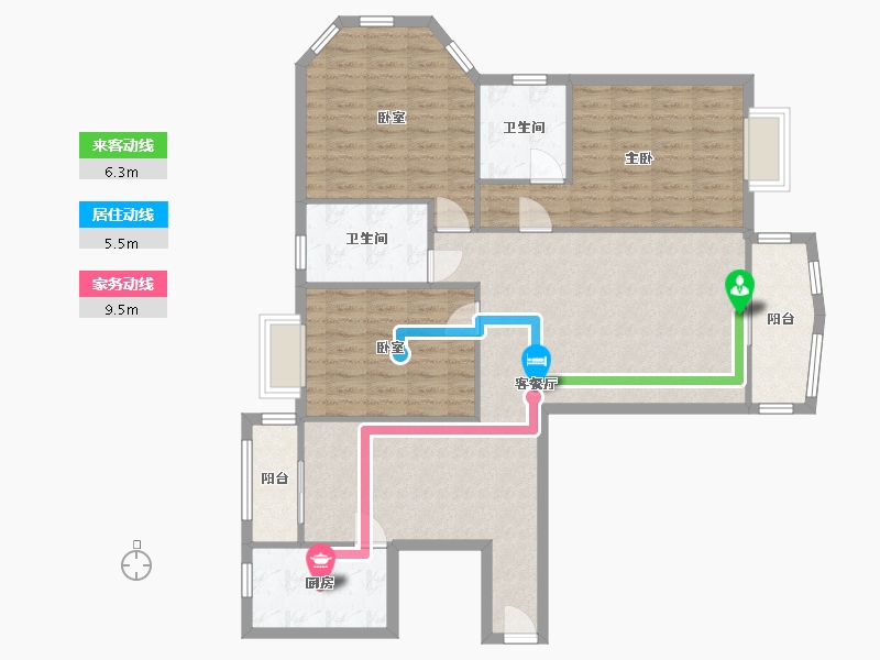 江苏省-苏州市-长江花园-104.00-户型库-动静线