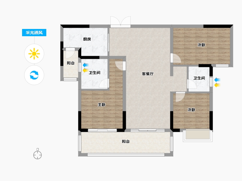 贵州省-贵阳市-金科金茂九华粼云-110.00-户型库-采光通风