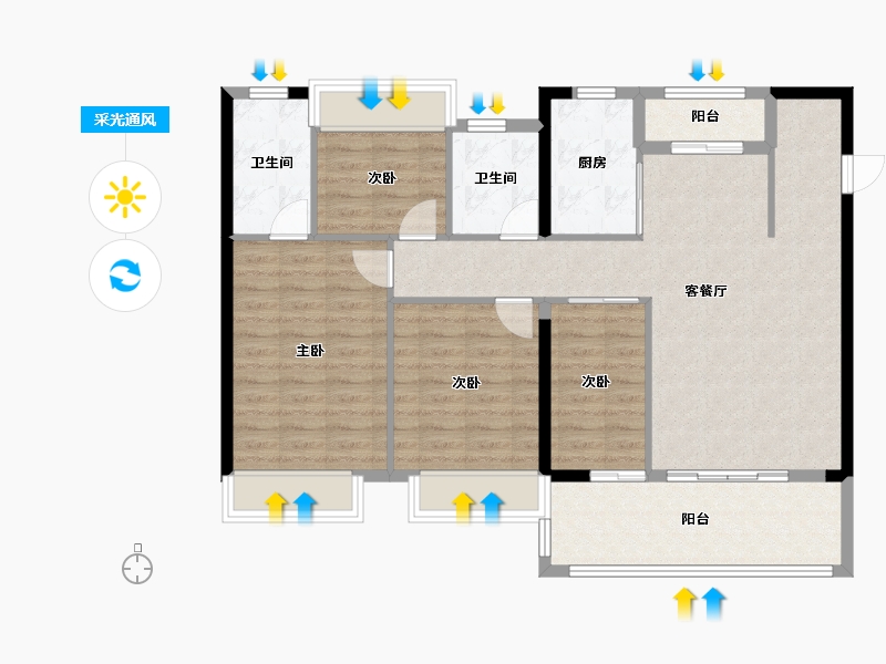 福建省-福州市-建发双玺书香府-100.00-户型库-采光通风