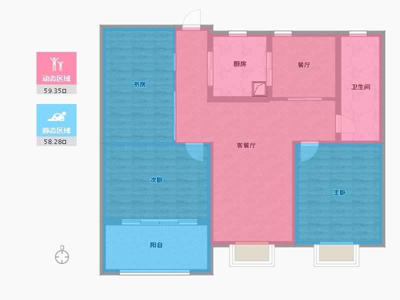 江苏省-盐城市-欧堡利亚·臻园-106.00-户型库-动静分区