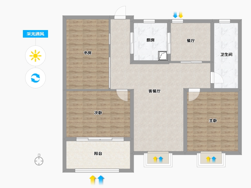 江苏省-盐城市-欧堡利亚·臻园-106.00-户型库-采光通风