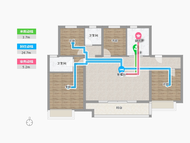 江苏省-无锡市-海伦堡 锦禄府-105.00-户型库-动静线